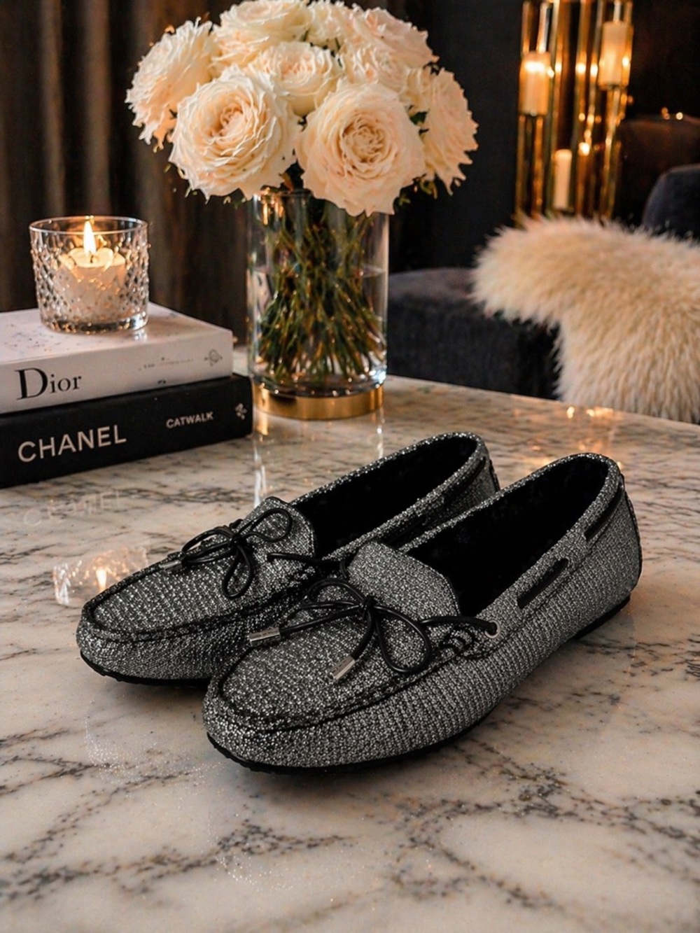 Michael Kors Sparkle Loafers Silver Metallic Ballet Flats Size 7.5 Y2K - Picture 11 of 11